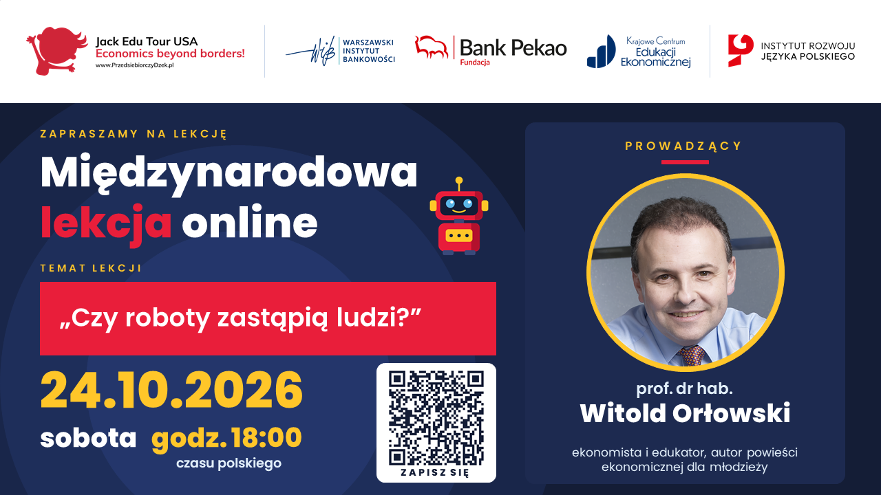 Międzynarodowa lekcja online w&nbsp;ramach wizyty „Jack Edu Tour USA” – sobota 24.10.2026 godz.&nbsp;18:00 „Czy&nbsp;roboty zastąpią ludzi?”